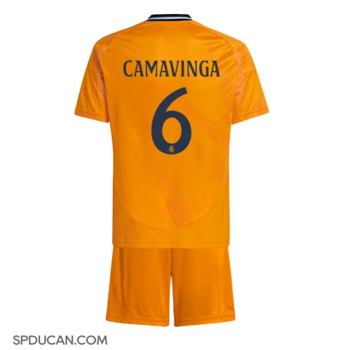 Dječji Nogometni Dres Real Madrid Eduardo Camavinga #6 Gostujuci 2024-25 Kratak Rukav (+ Kratke hlače)